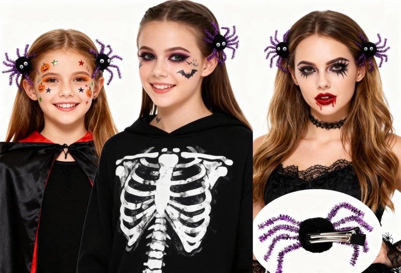 YTAONS Spider Hair Clips for Women Girls, Spider Barrettes Hairpins Halloween Hair Accessories (Purple) - Image 3